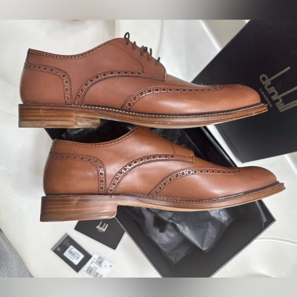 😀SOLD😀 Dunhill Men’s Formal Brown Wing Tip Shoes Sz. 8.5 - Picture 2 of 14